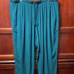Sag Harbor Woman vintage plus size 3X teal soft grooved rayon Pants